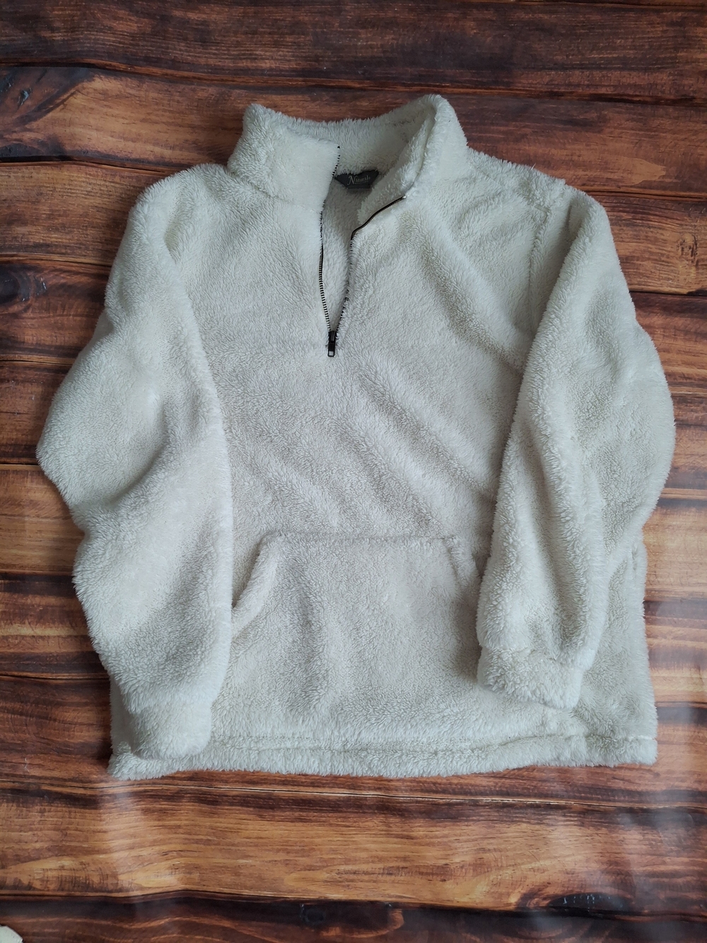 Natural Reflections Cream Sherpa Quarter-Zip Pullover